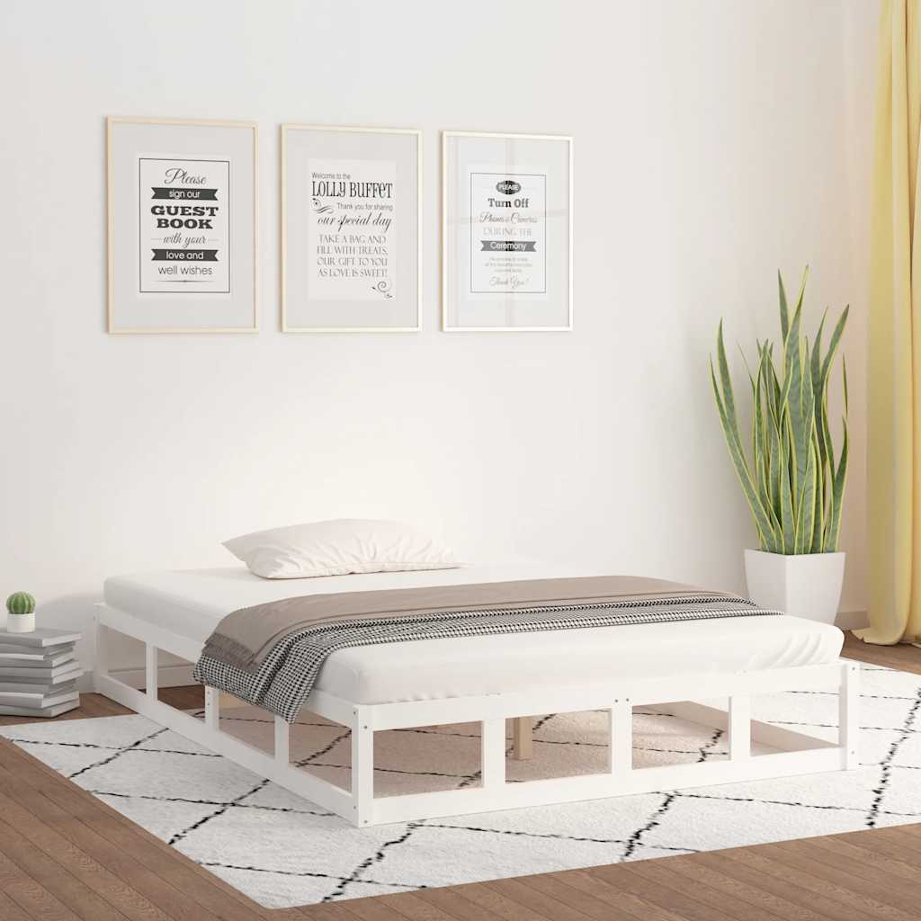 Sängram vit 140x200 cm massivt trä