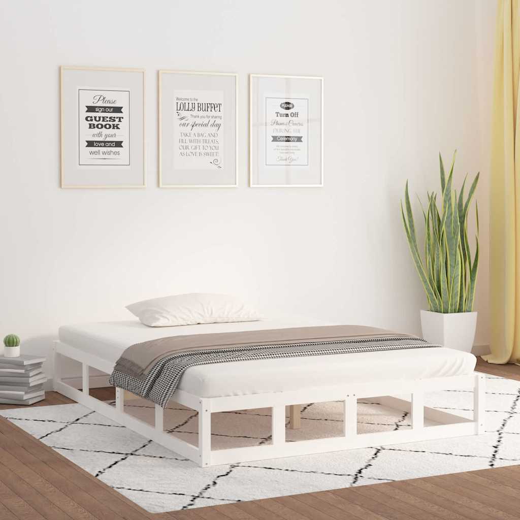 Sängram massivt trä 180x200 cm vit