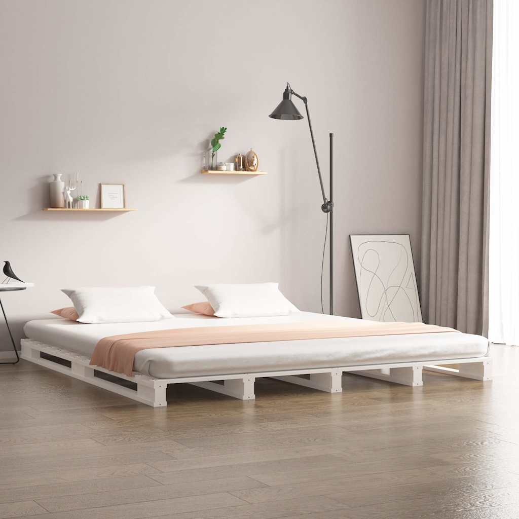 Pallsäng vit 160x200 cm massiv furu