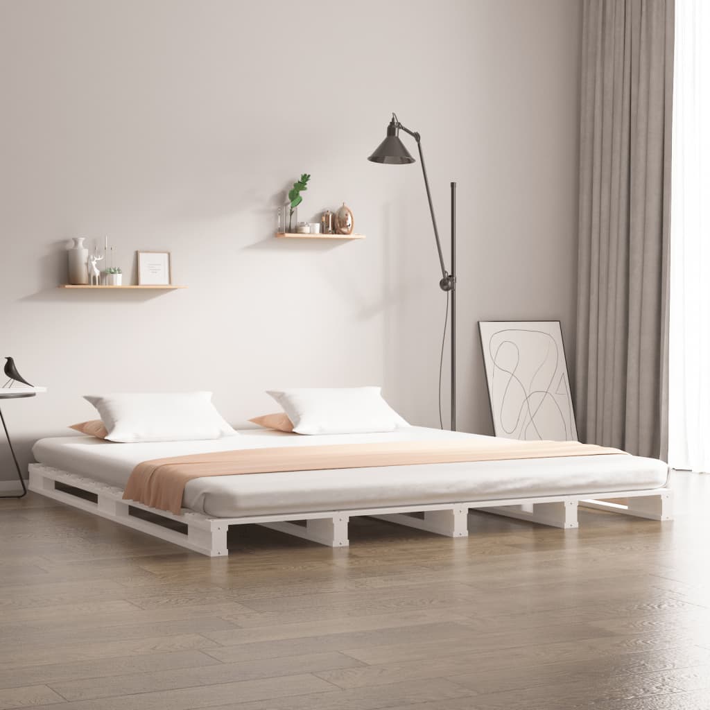 Pallsäng 135x190 cm massiv furu vit