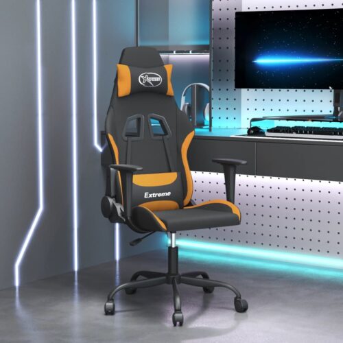 Gamingstol med massage svart och orange tyg
