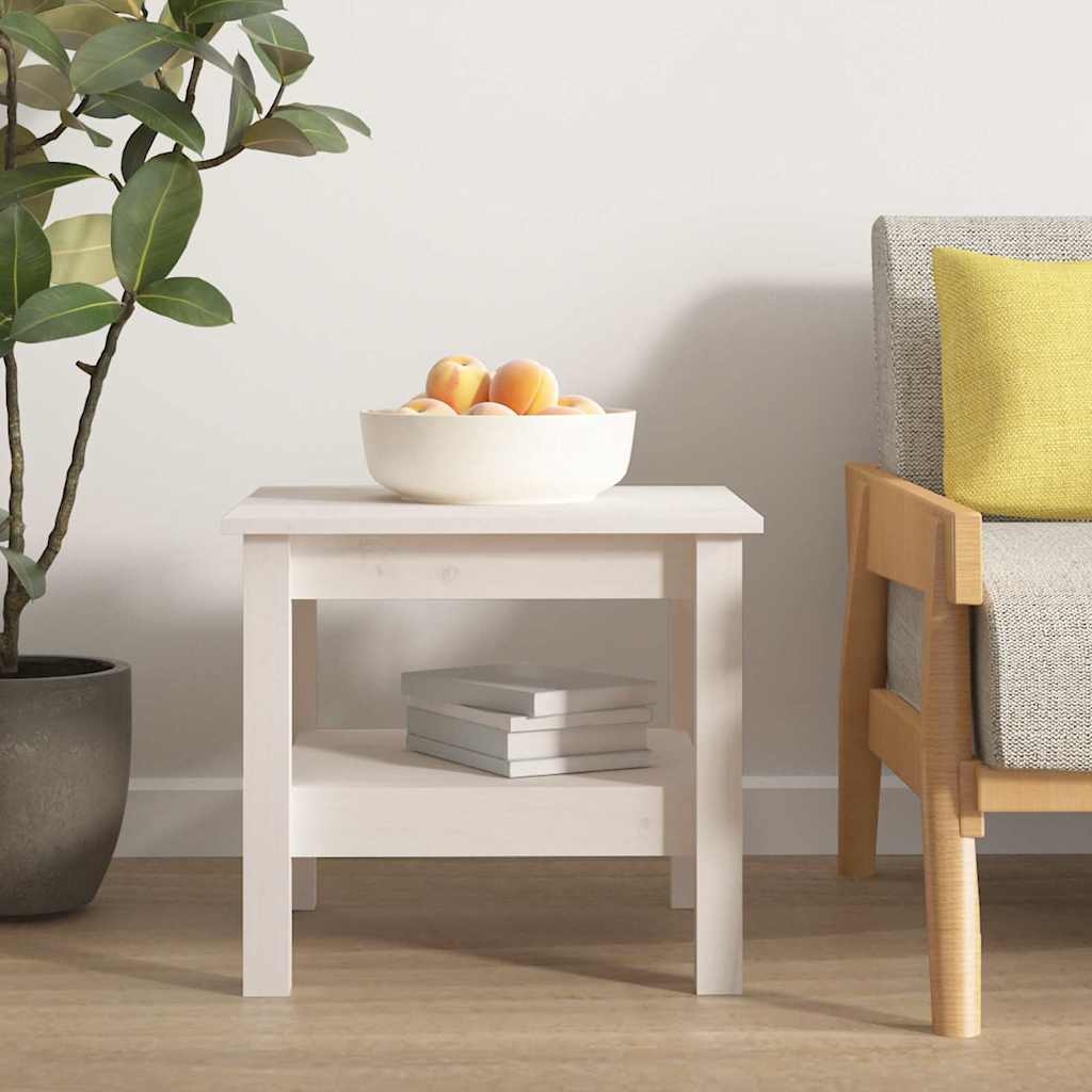 Soffbord vitt 45x45x40 cm massivt trä furu