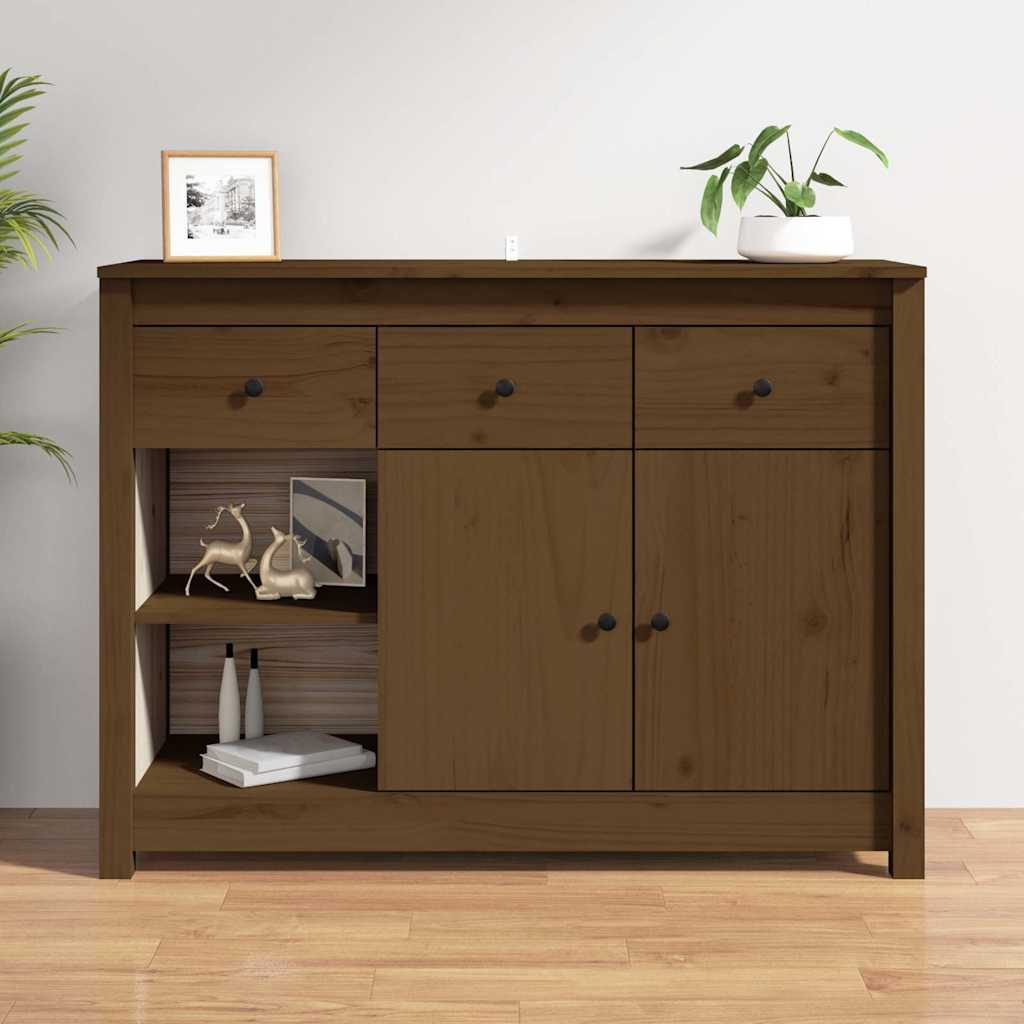 Skänk honungsbrun 100x35x74 cm massiv furu