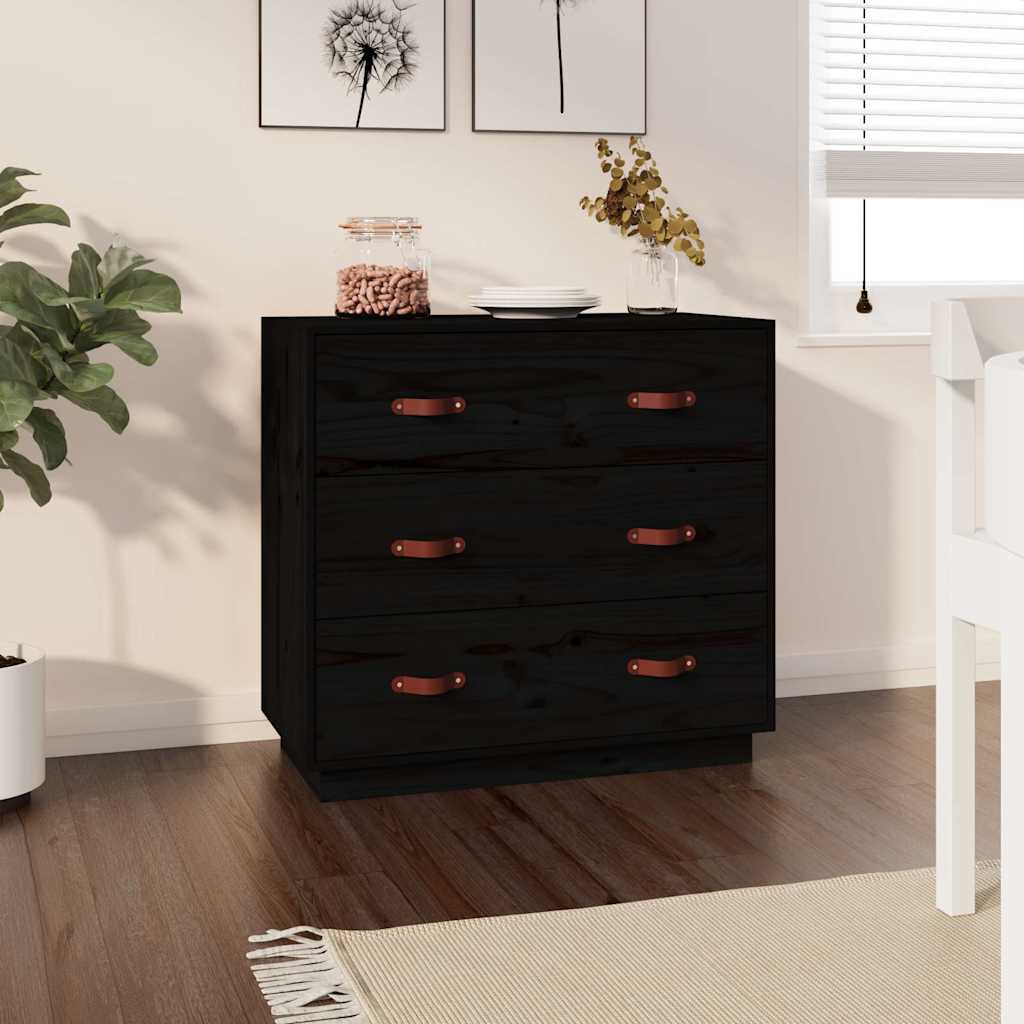 Byrå vit 80x40x75 cm massiv furu