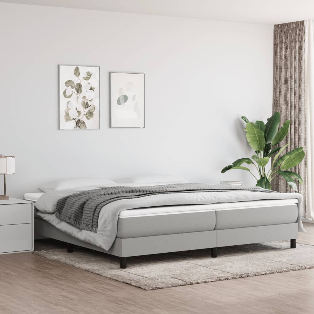 Boxspring-sängram ljusgrå 200x200 cm tyg