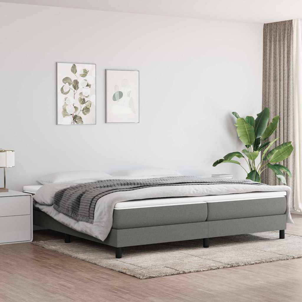 Boxspring-sängram mörkgrå 200x200 cm tyg