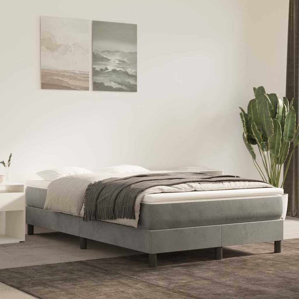 Boxspring-sängram ljusgrå 120x200 cm sammet