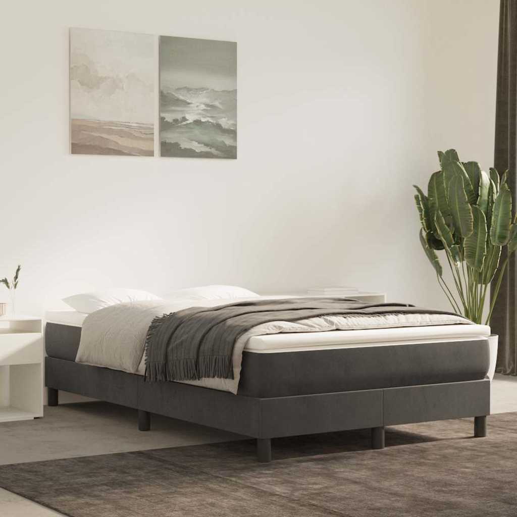 Boxspring-sängram mörkgrå 120x200 cm sammet