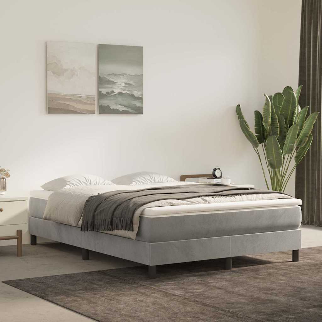 Boxspring-sängram ljusgrå 140x200 cm sammet