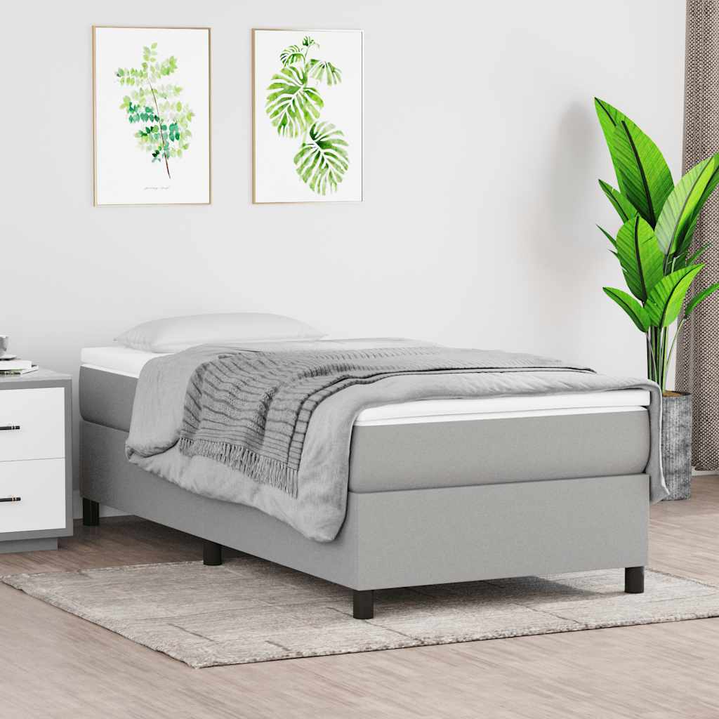 Boxspring-sängram ljusgrå 90x190 cm tyg