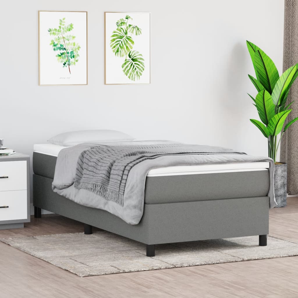 Boxspring-sängram mörkgrå 100x200 cm tyg