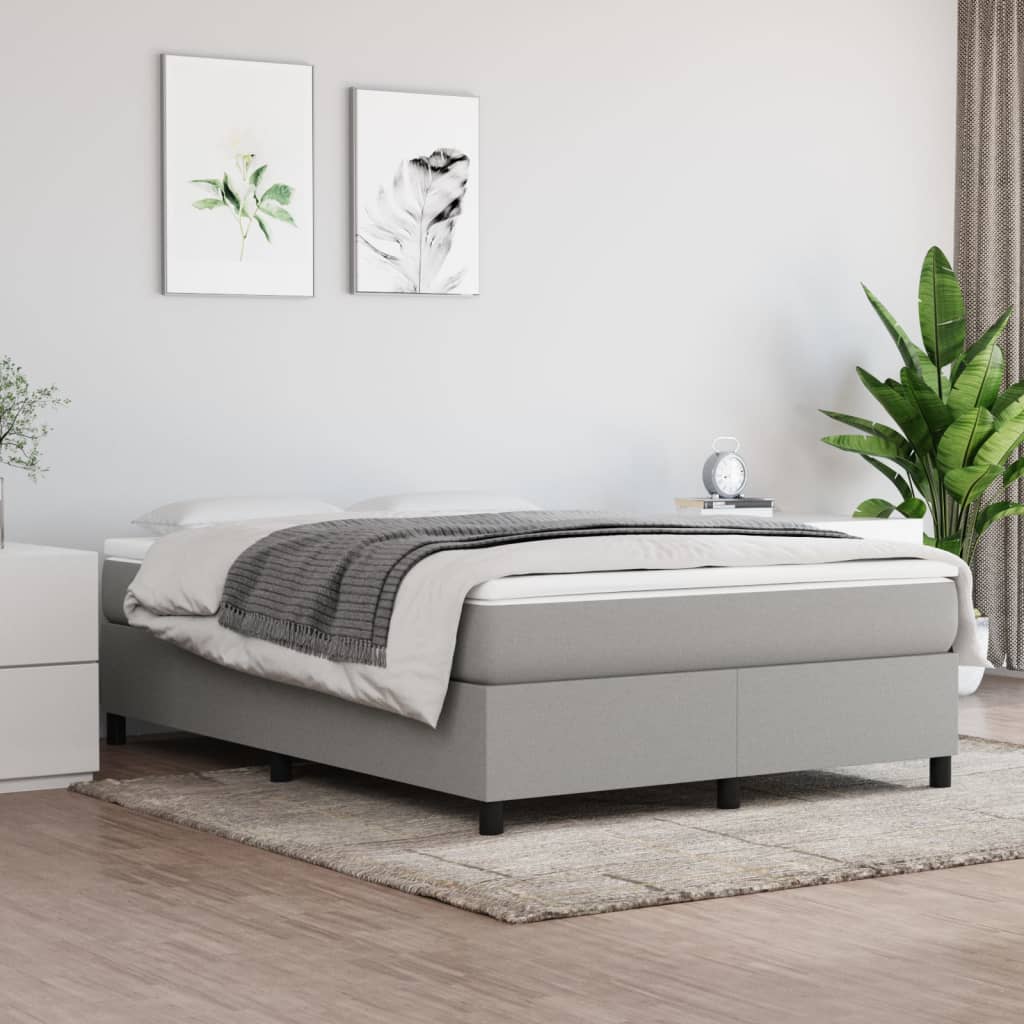 Boxspring-sängram ljusgrå 140x190 cm tyg