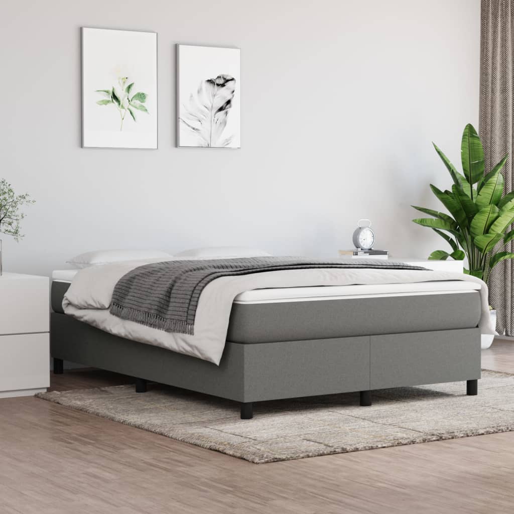 Boxspring-sängram mörkgrå 140x190 cm tyg