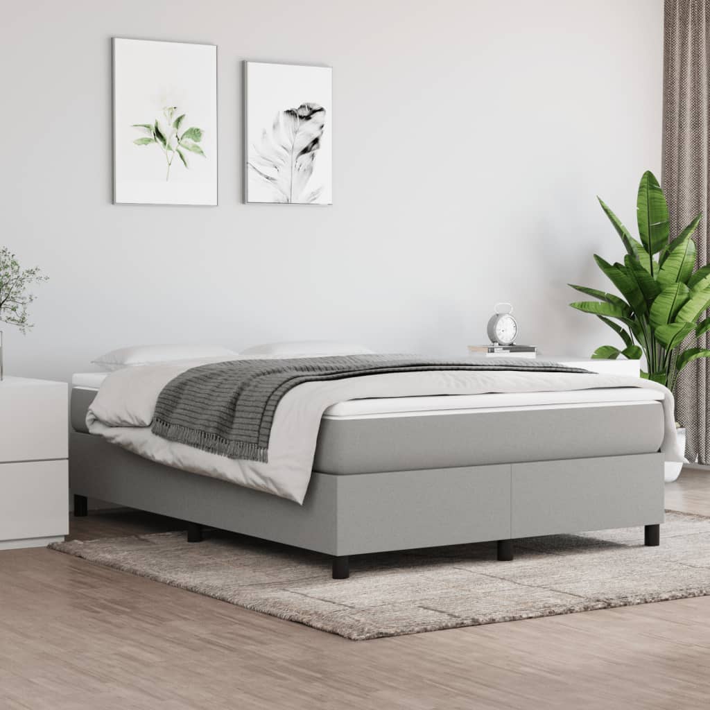 Boxspring-sängram ljusgrå 140x200 cm tyg