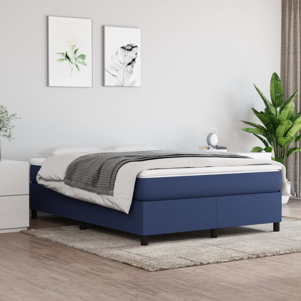 Boxspring-sängram blå 140x200 cm tyg