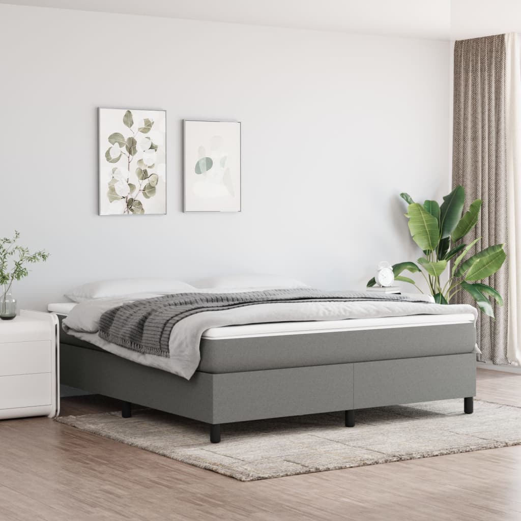 Boxspring-sängram mörkgrå 160x200 cm tyg