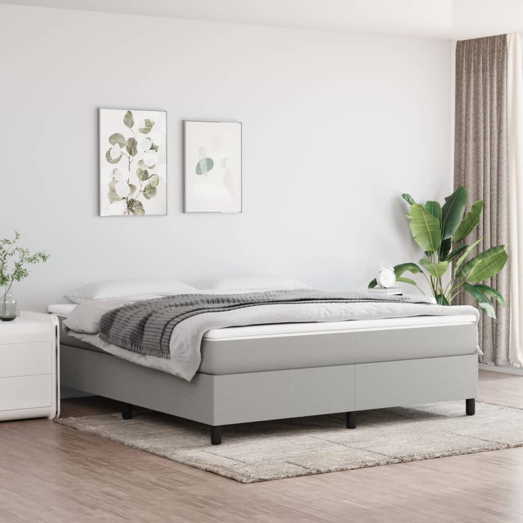 Boxspring-sängram ljusgrå 180x200 cm tyg