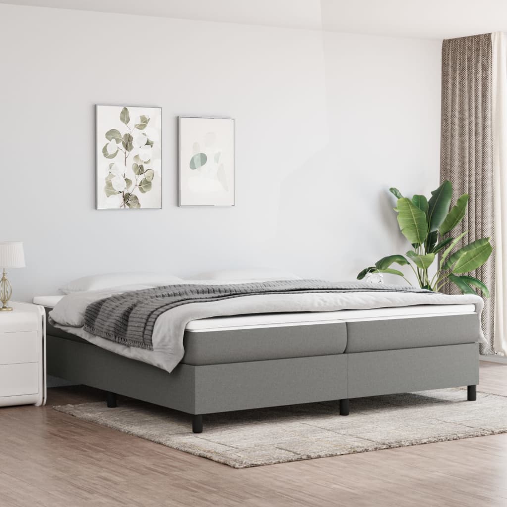 Boxspring-sängram mörkgrå 200x200 cm tyg