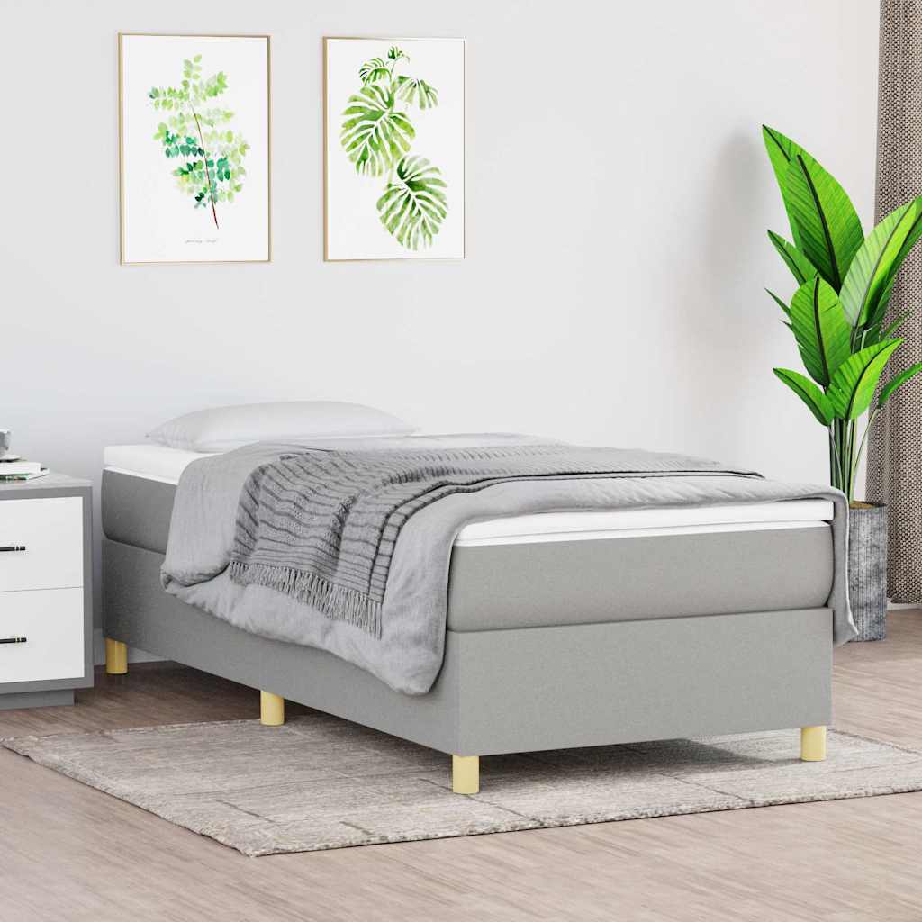 Boxspring-sängram ljusgrå 90x200 cm tyg
