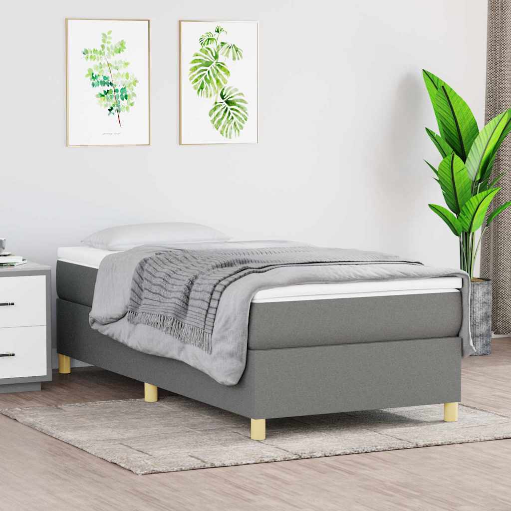 Boxspring-sängram mörkgrå 90x200 cm tyg