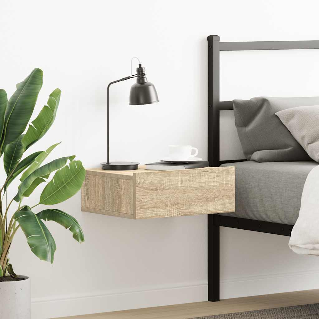 Svävande sängbord sonoma-ek 40x30x15 cm konstruerat trä