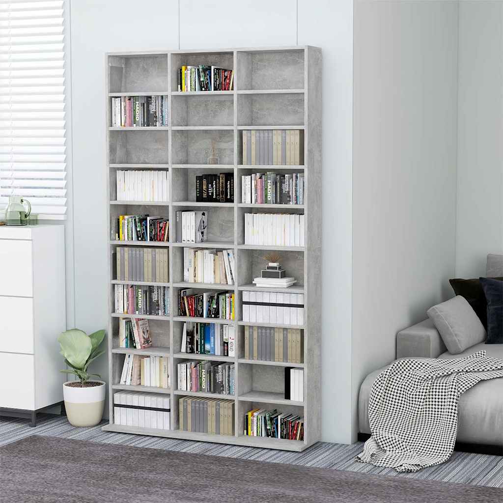 CD-hylla grå 102x23x177,5 cm konstruerat trä