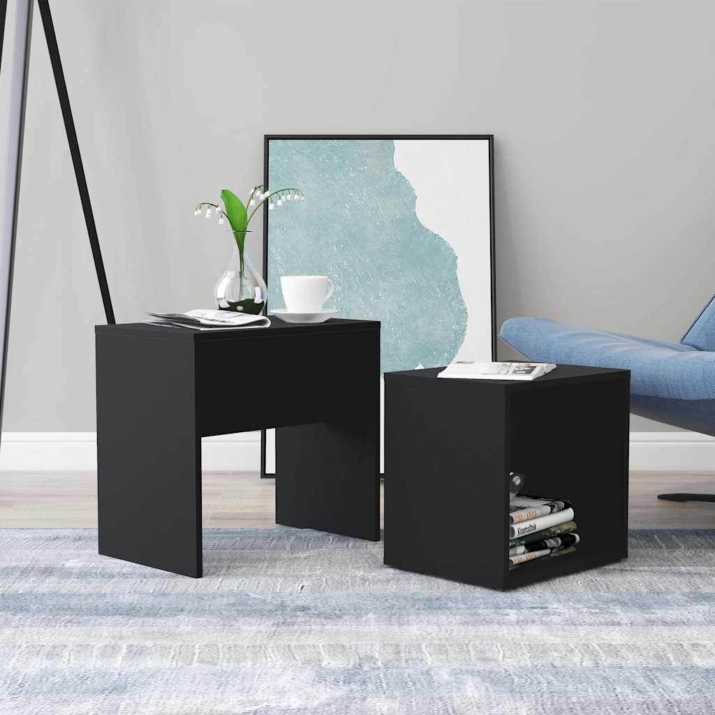Soffbord set svart 48x30x45 cm konstruerat trä