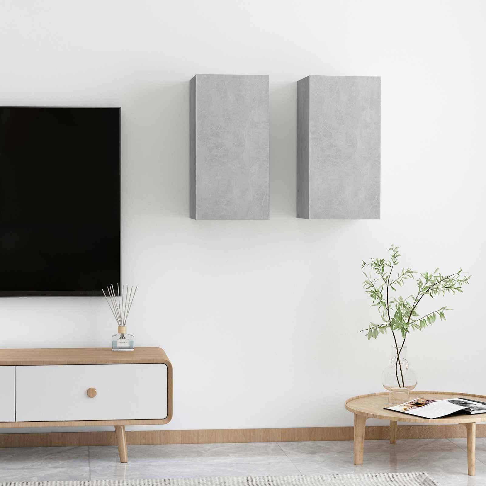 TV-skåp 2 st betonggrå 30,5x30x60 cm konstruerat trä