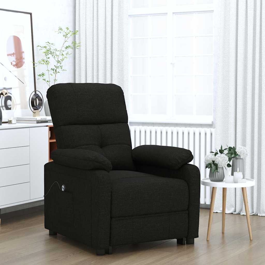 Elektrisk reclinerfåtölj svart tyg