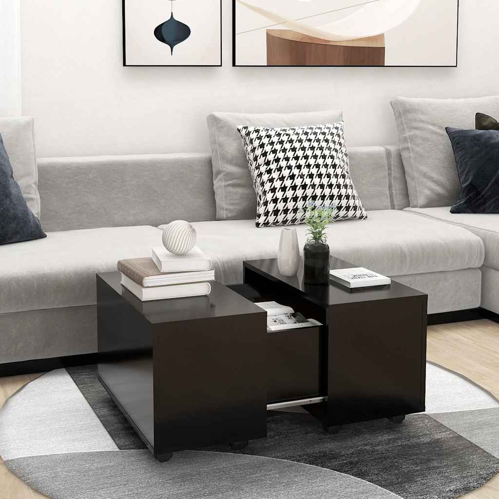Soffbord svart högglans 60x60x38 cm konstruerat trä