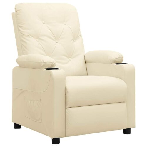 Reclinerfåtölj gräddvit konstläder