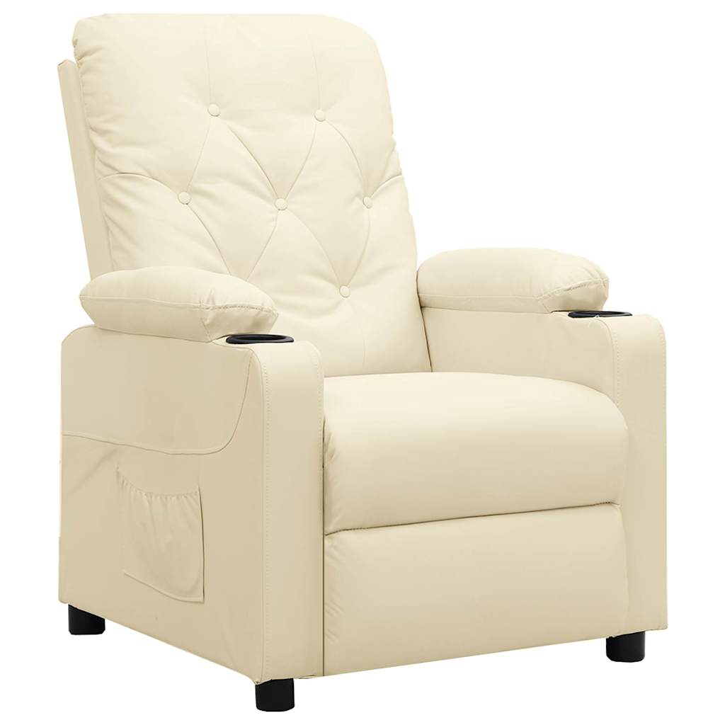 Reclinerfåtölj gräddvit konstläder