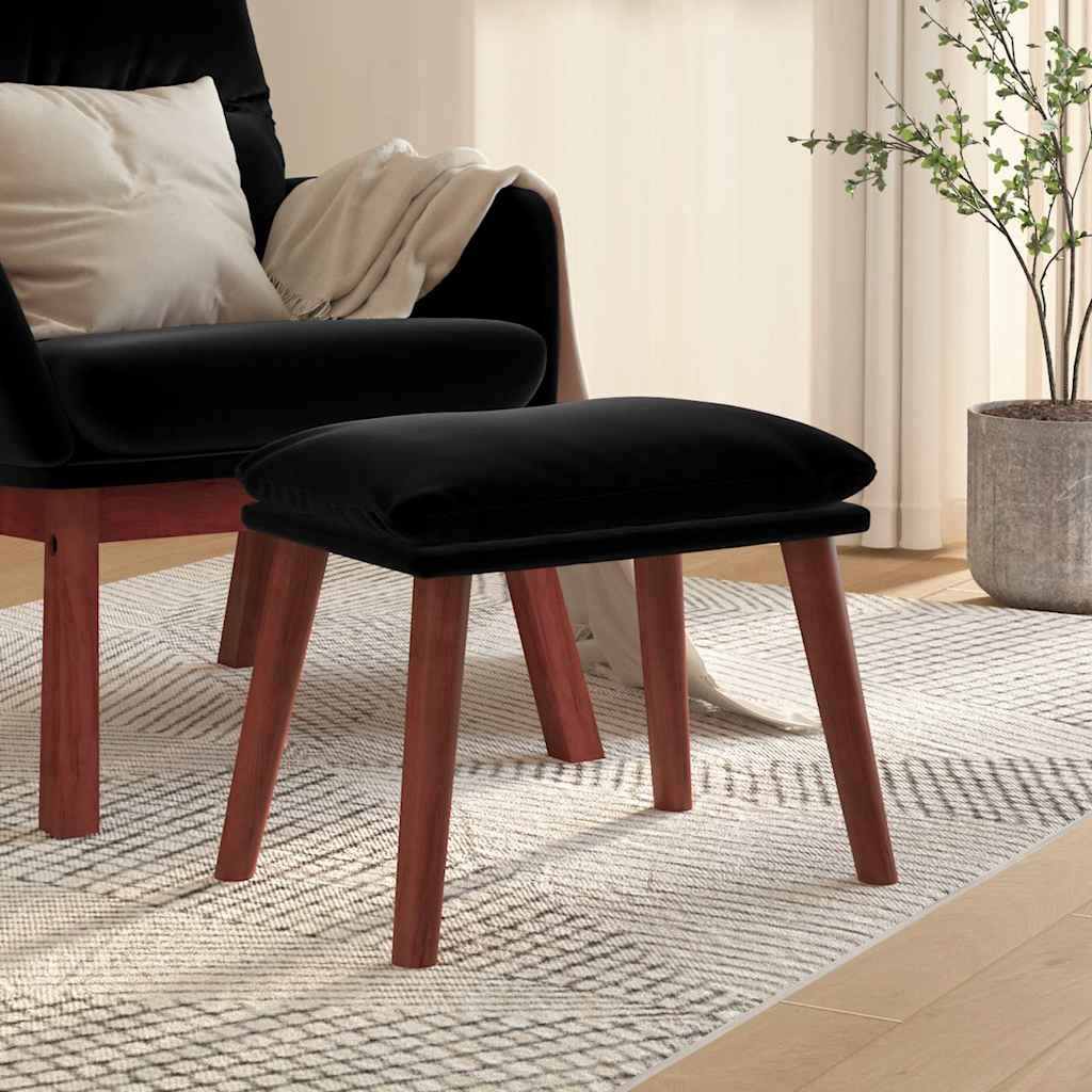 Fotpall svart 45x29,5x35 cm sammet