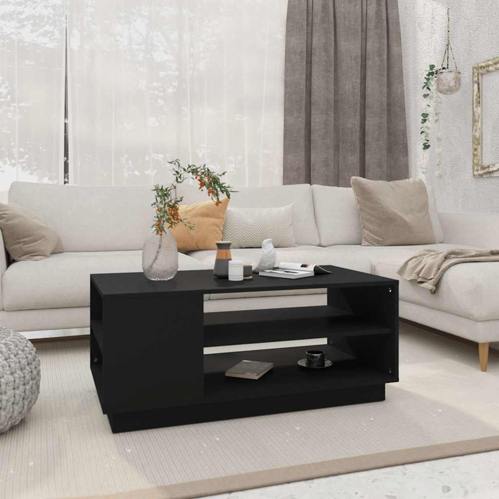 Soffbord svart 102x55x43 cm konstruerat trä