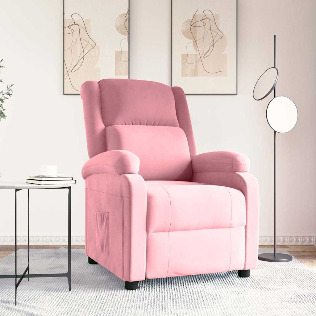 Reclinerfåtölj rosa sammet