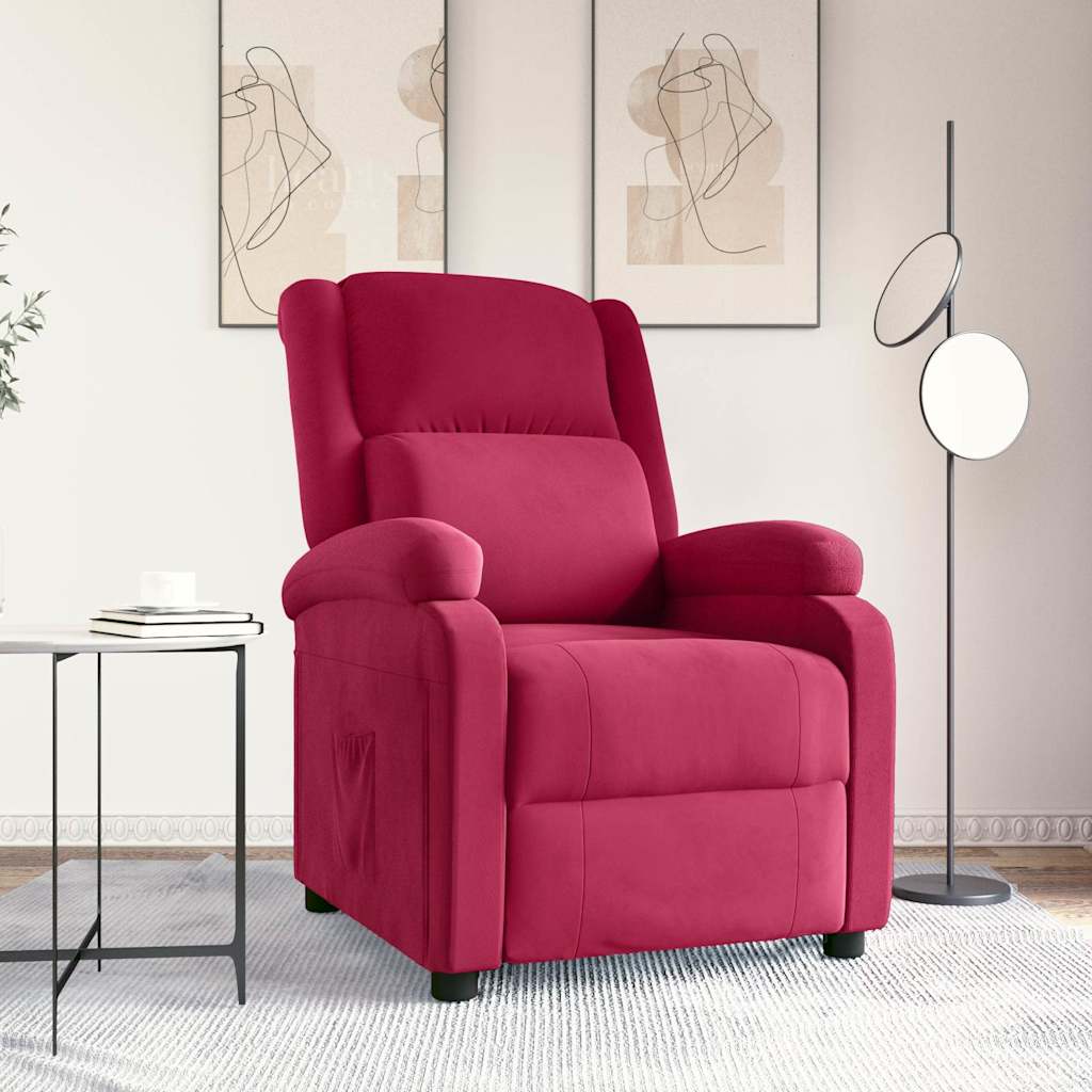 Reclinerfåtölj vinröd sammet