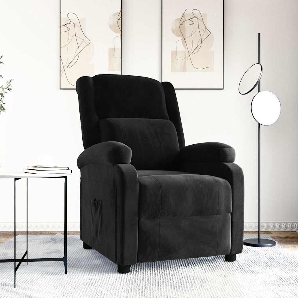 Reclinerfåtölj svart sammet