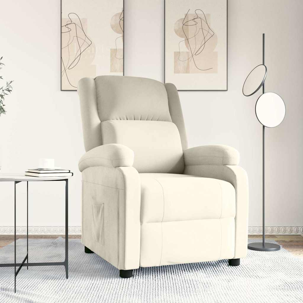 Reclinerfåtölj gräddvit sammet