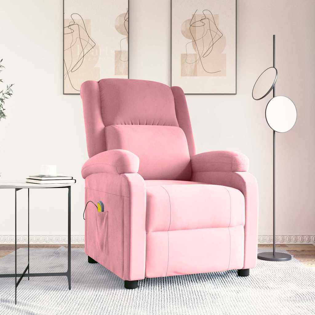 Massagefåtölj rosa sammet