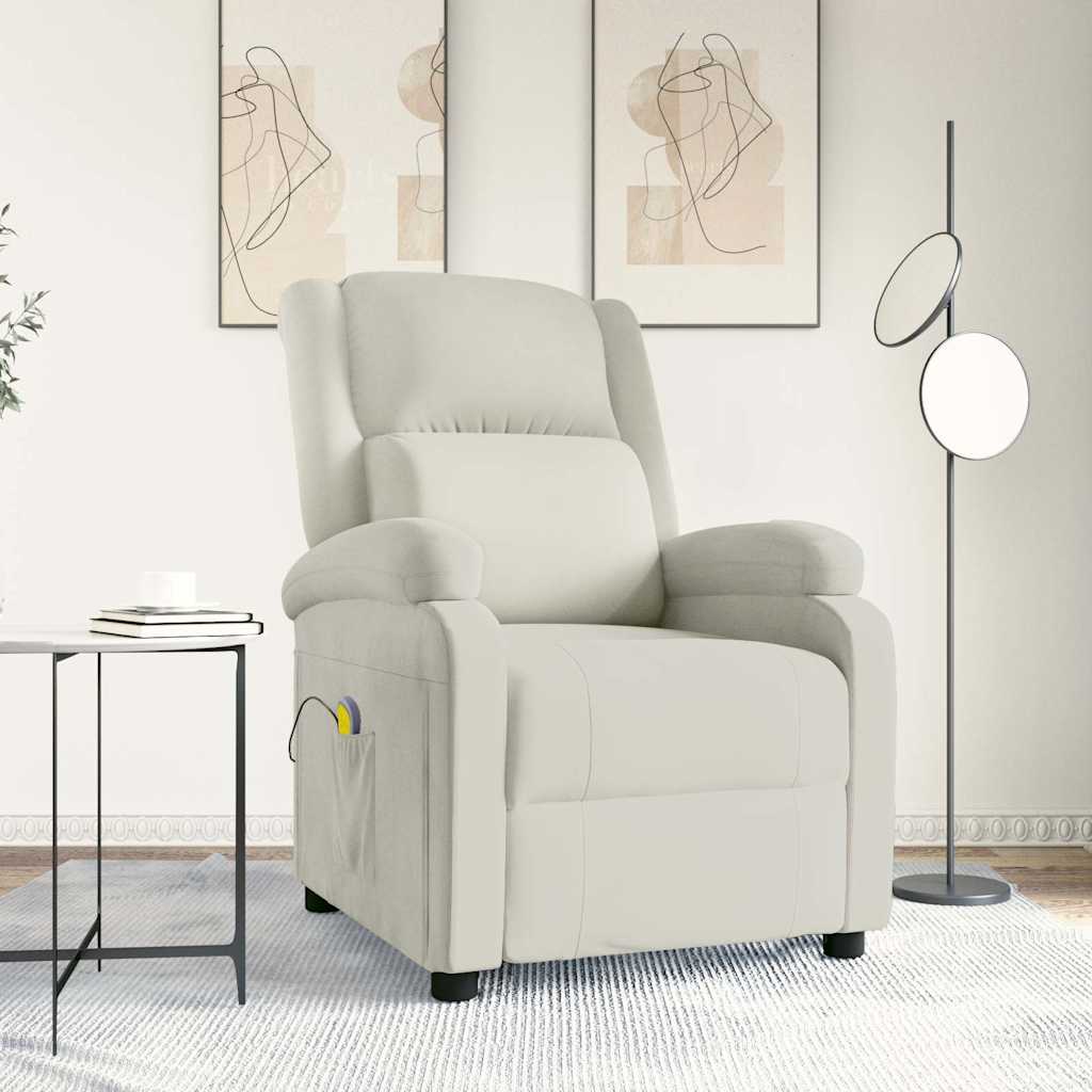 Massagefåtölj gräddvit sammet