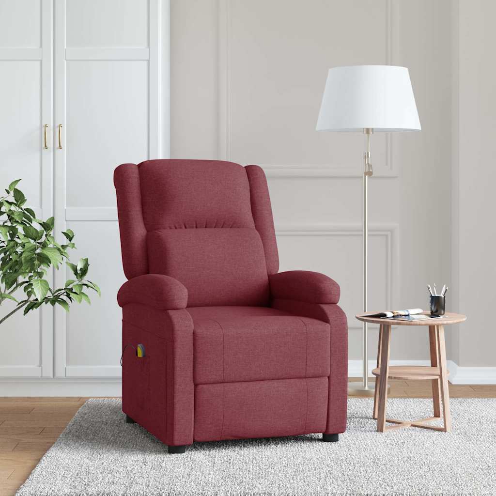 Massagefåtölj vinröd tyg