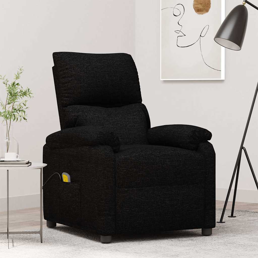 Massagefåtölj svart tyg