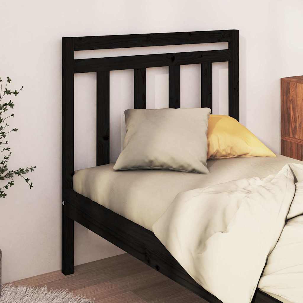 Sänggavel svart 81x4x100 cm massiv furu