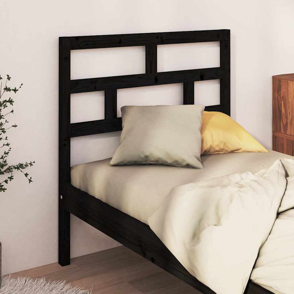 Sänggavel svart 96x4x100 cm massiv furu