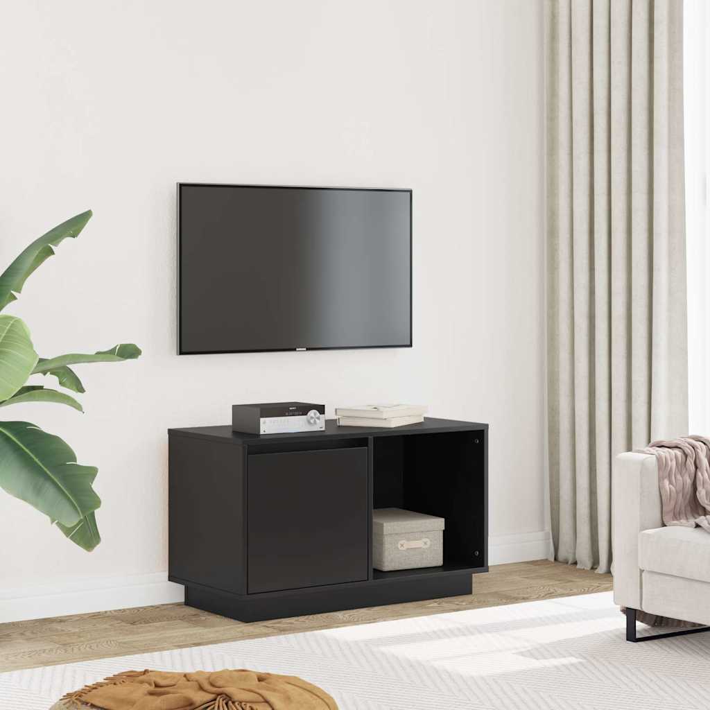 Tv-bänk svart 74x35x44 cm massiv furu