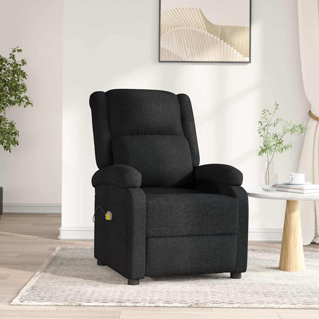 Elektrisk massagefåtölj svart tyg