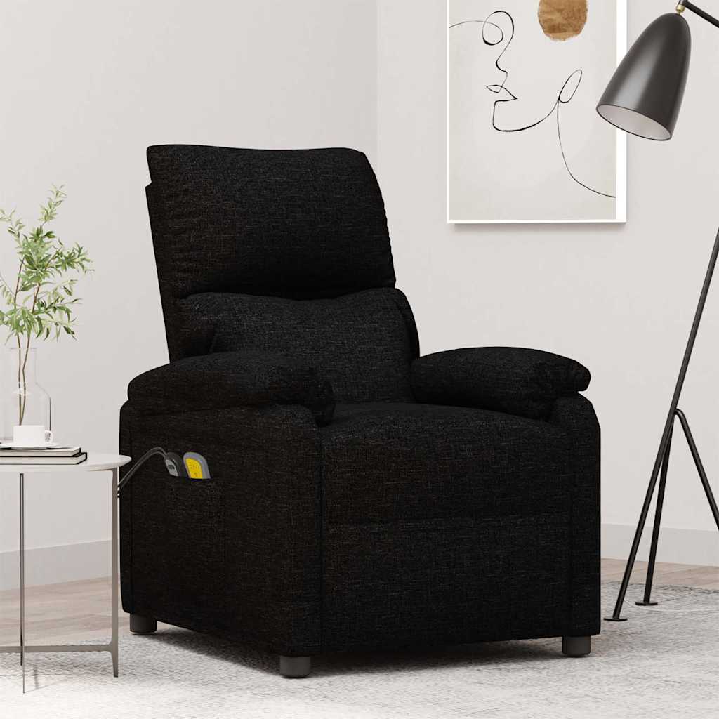 Elektrisk massagefåtölj svart tyg