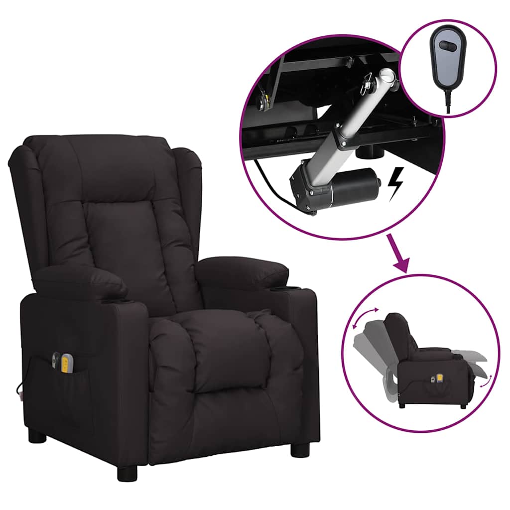 Elektrisk massagefåtölj svart konstläder