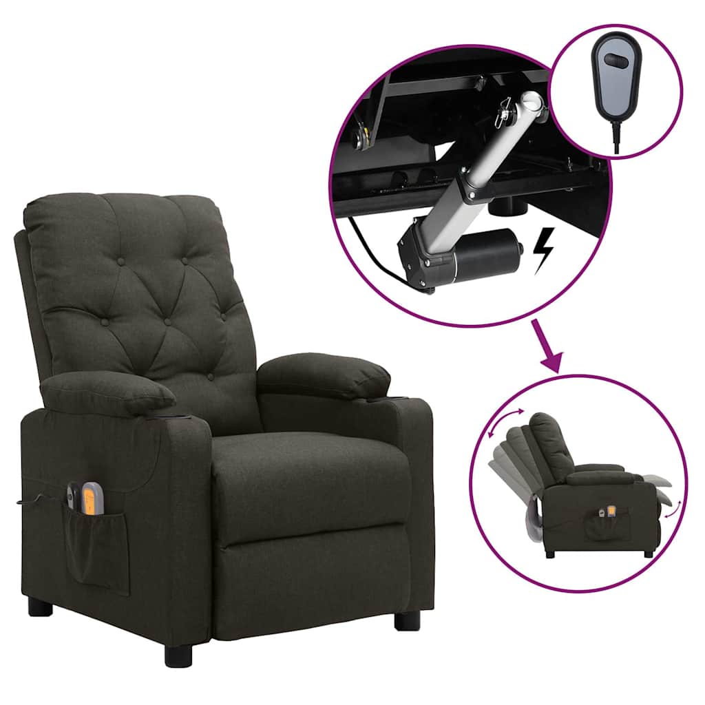 Elektrisk massagefåtölj taupe tyg