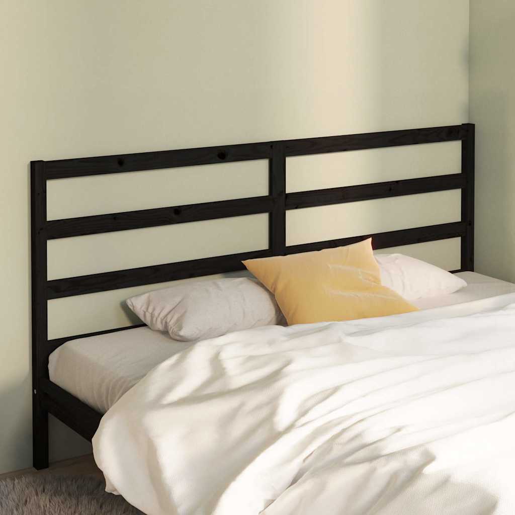 Sänggavel svart 206x4x100 cm massiv furu